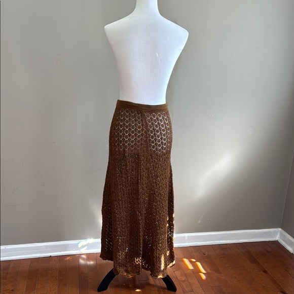 Peruvian Connection 100% Pima Cotton Brown Casual Boho Knit Maxi Skirt Size S - Picture 9 of 12
